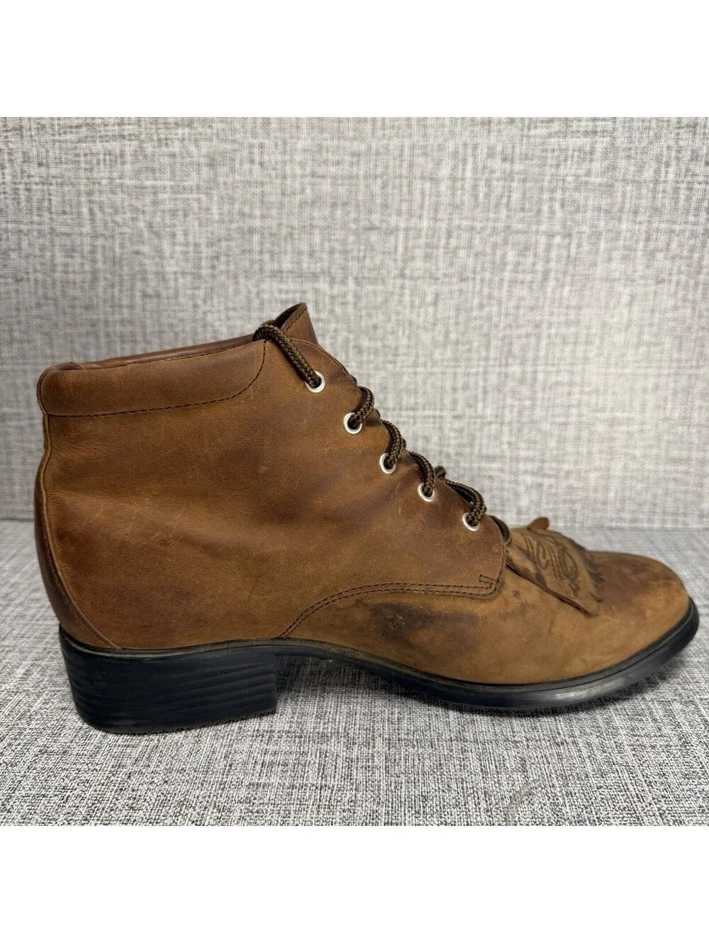 Ariat Boots Womens 9.5 B M Heritage Lacer Kiltie Brown Leather Lace-Up Western